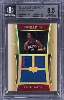2004-05 UD "Exquisite Collection" Patches Triple Parallel #JE Julius Erving Game Used Patch Card (#1/3) – BSG NM-MT+ 8.5
